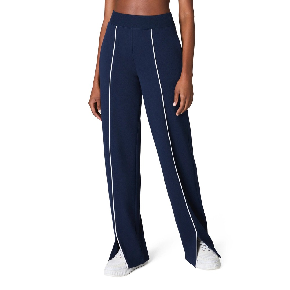 Spanx Airpiqué Straight Leg Pants Navy Blue Size Medium Comfy Lounge